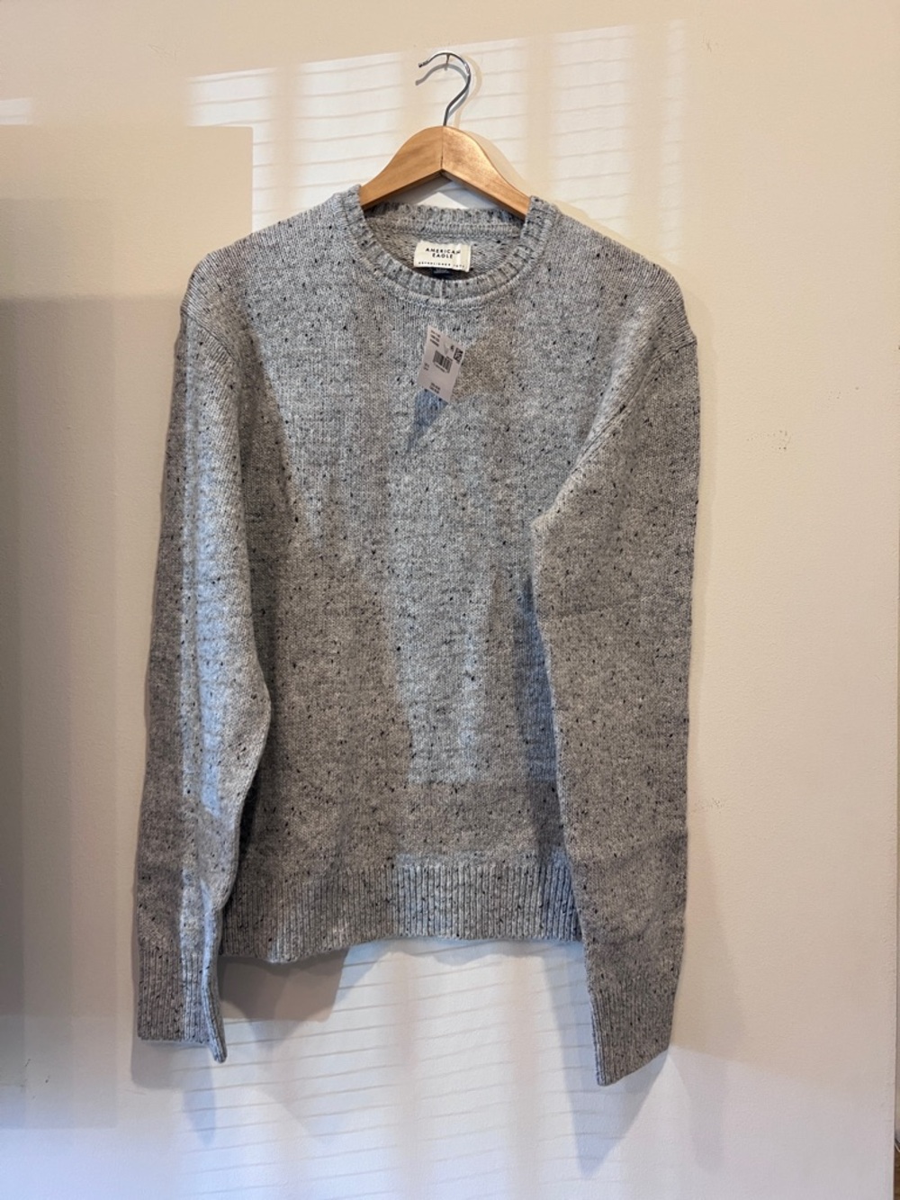 American Eagle Outfitters Light Gray Speckled Crewneck Sweater - Men's